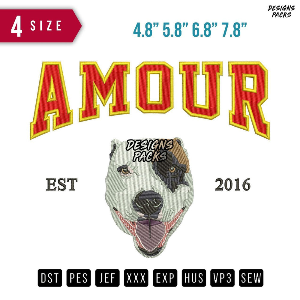 Amour Dog Embroidery Design