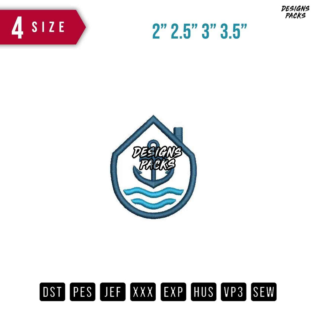 Anchor home logo Embroidery Design