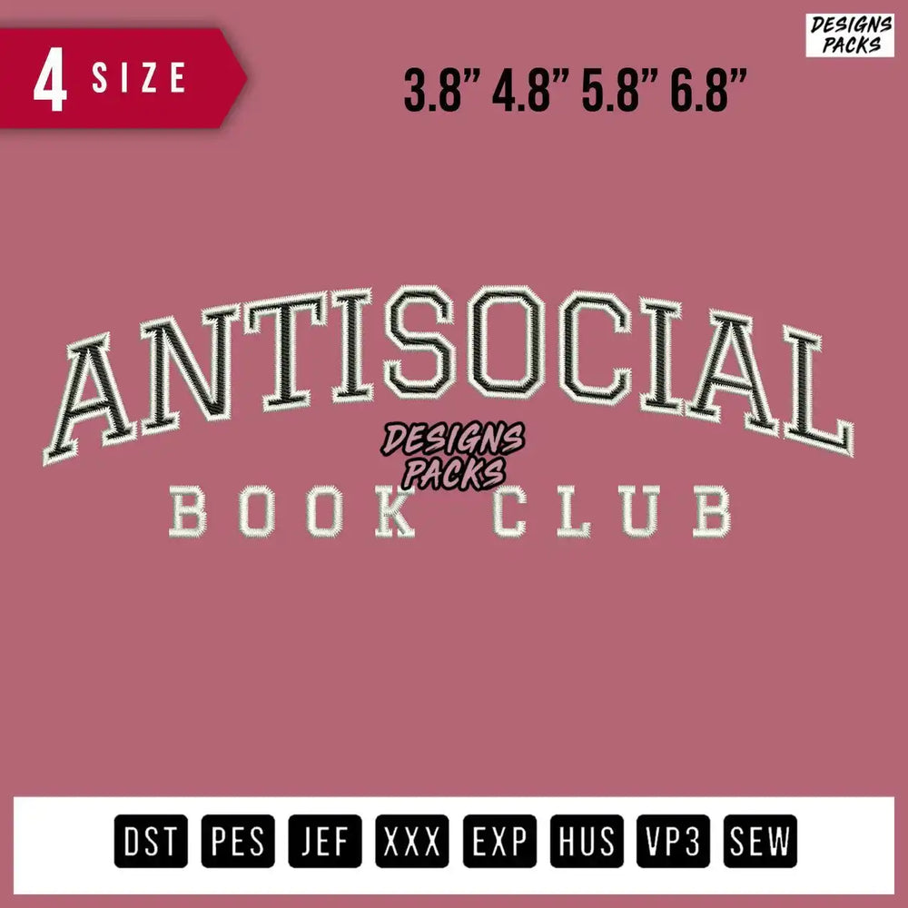 Anti Social Embroidery Design