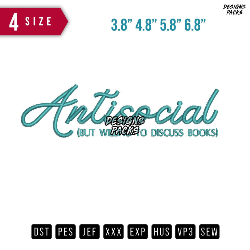 Anti Social B Embroidery Design