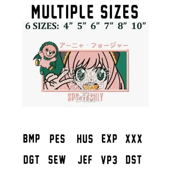 Anime character embroidery design with multiple sizes and file formats for DTF, DTG, and tumbler wraps
