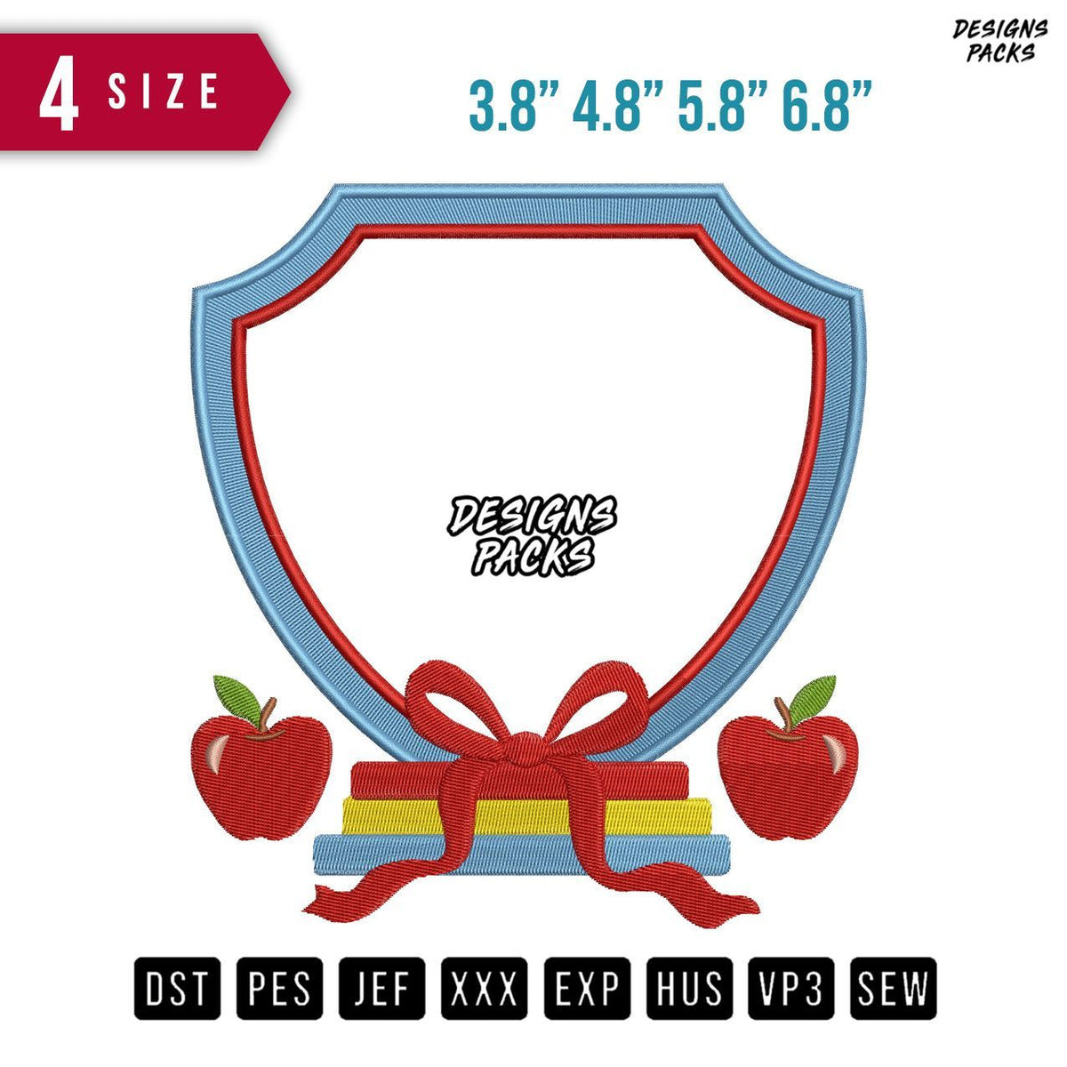 Apple Frame Embroidery Design