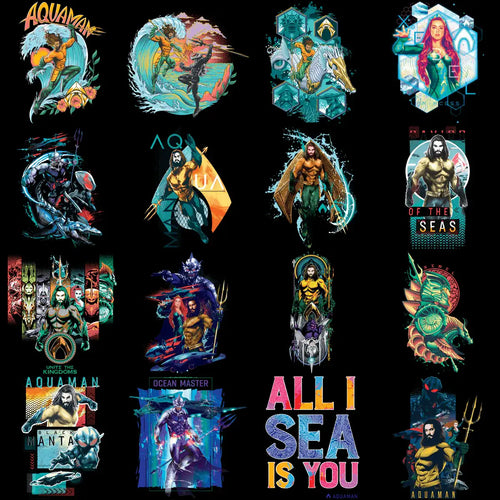 Paquete de 30 Diseños PNG de Películas de Superhéroes Acuáticos