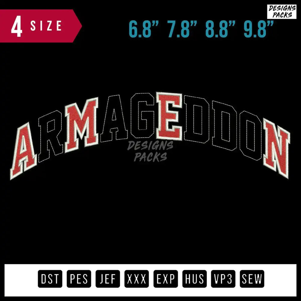 Armageddon Amen Embroidery Design