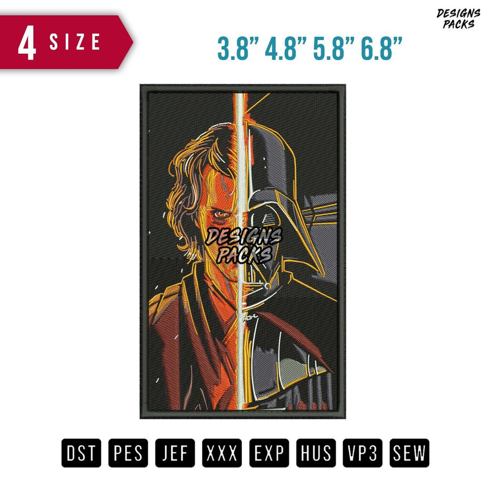 Atar Wars Head Half Embroidery Design