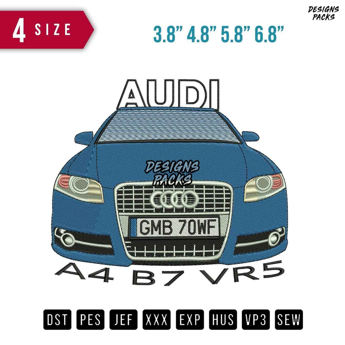Audi blue Embroidery Design