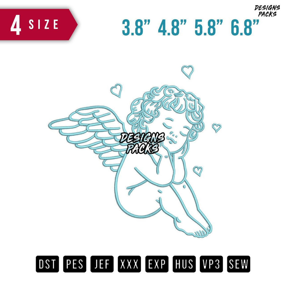 Baby Angel Sleep Embroidery Design