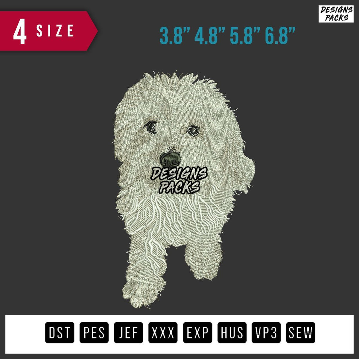 Baby Dog White Embroidery Design