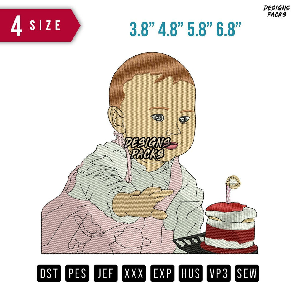 Baby HBD Embroidery Design