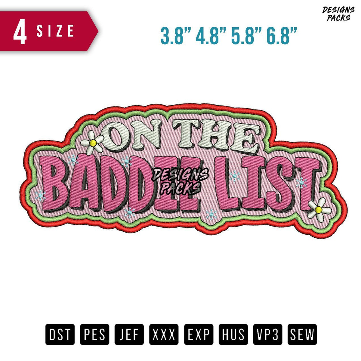 Baddie List Embroidery Design