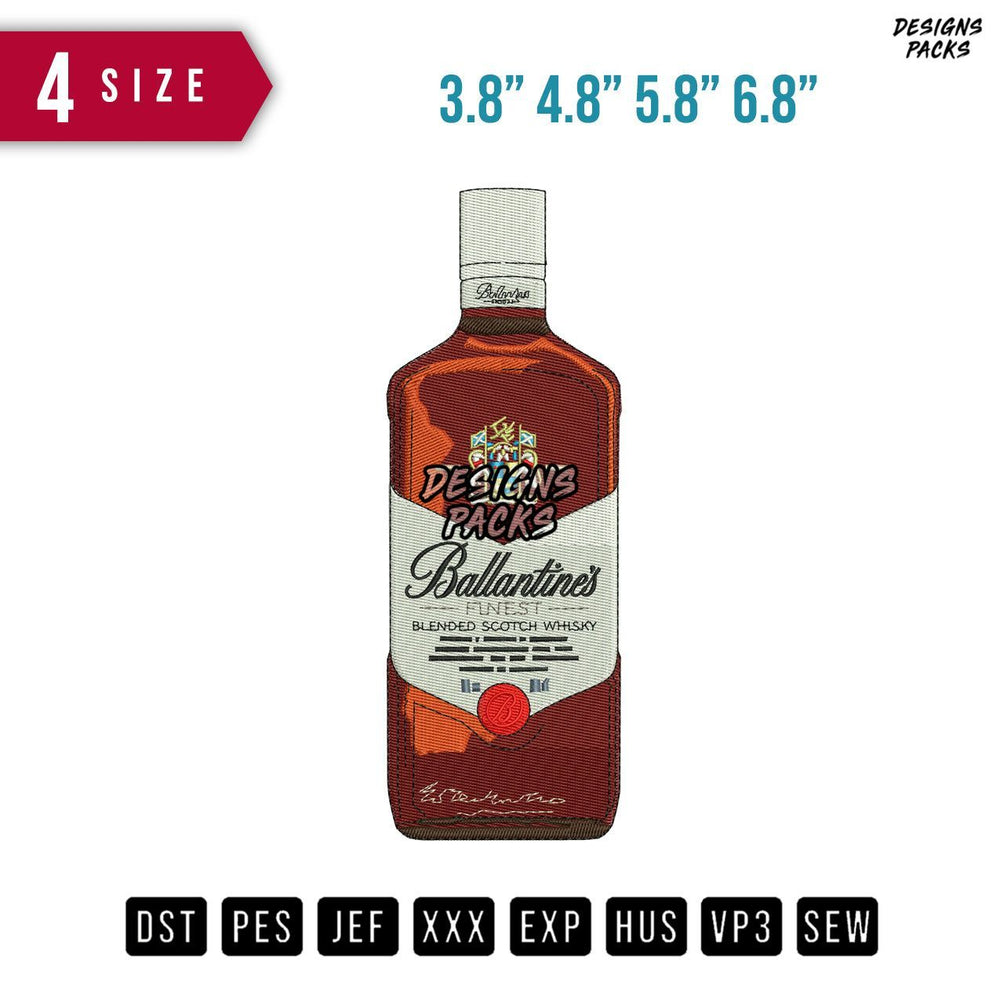 Ballatines Bottle Embroidery Design