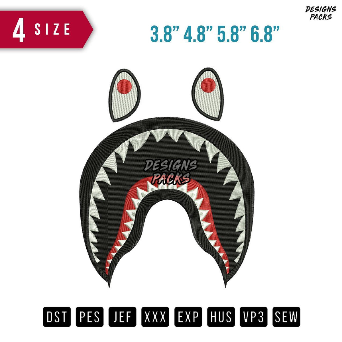 Bape Shark Logo Embroidery Design