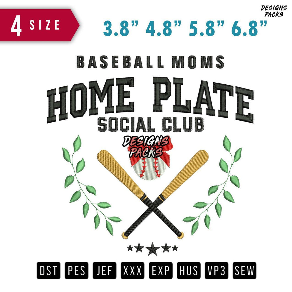 Baseball Moms Embroidery Design