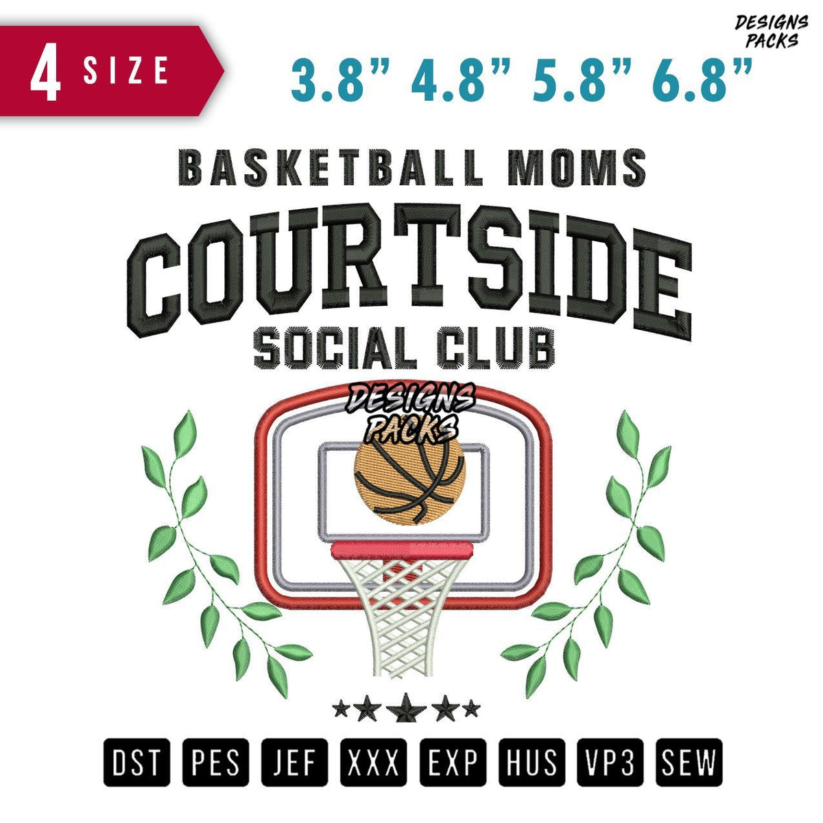 Basketball Moms Embroidery Design