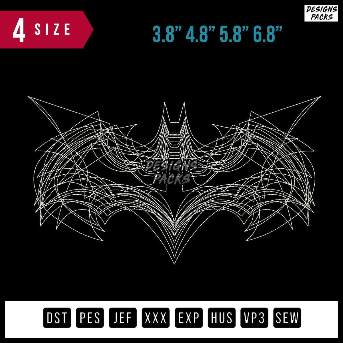 Batman Line Embroidery Design