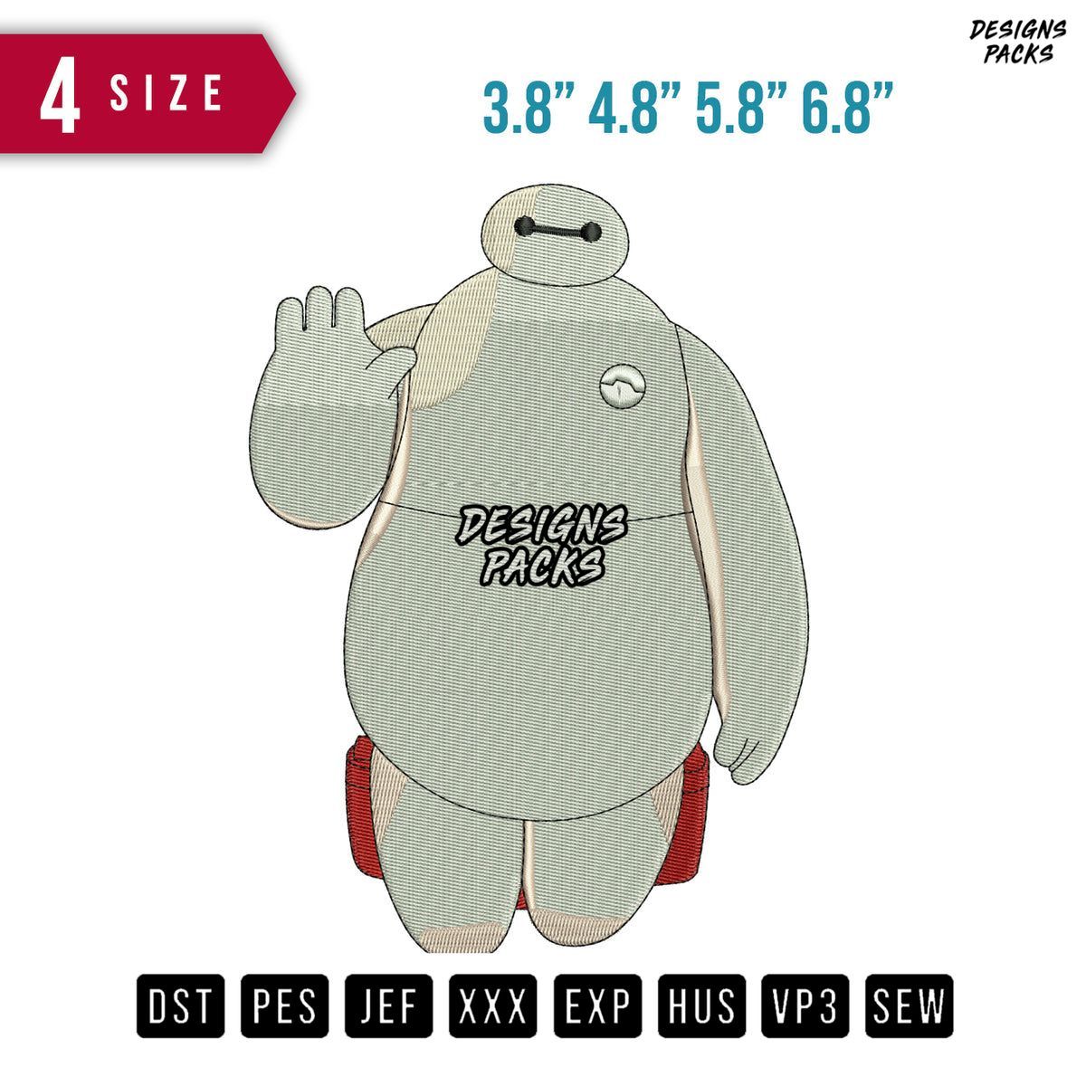 Baymax Robot Embroidery Design