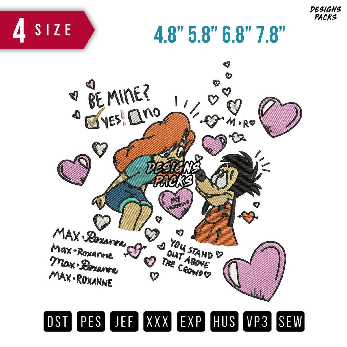 Be Mine Goofie Max Embroidery Design