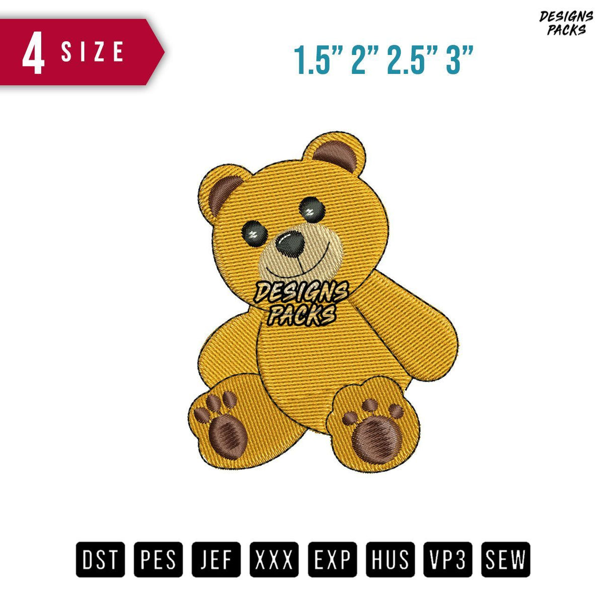 Bear Icon Embroidery Design