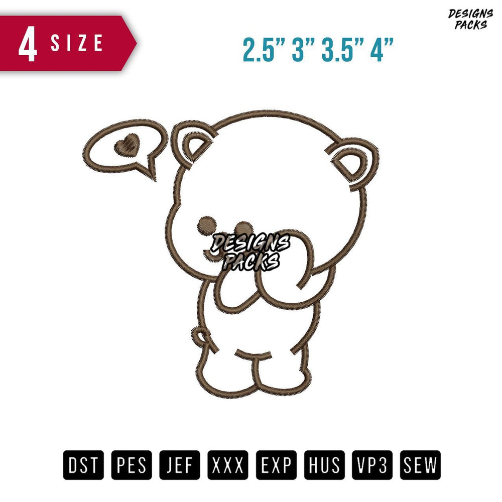 Bear Love B Embroidery Design