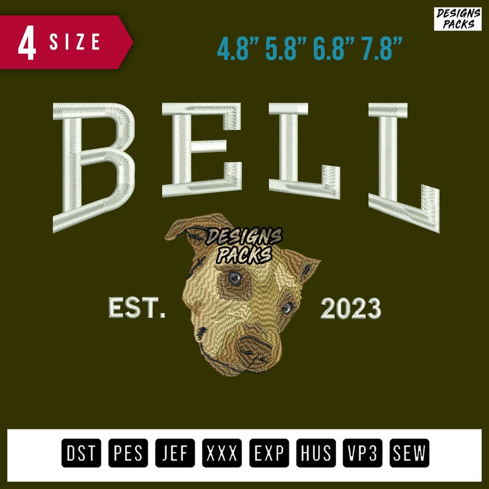 Bell Dog Embroidery Design