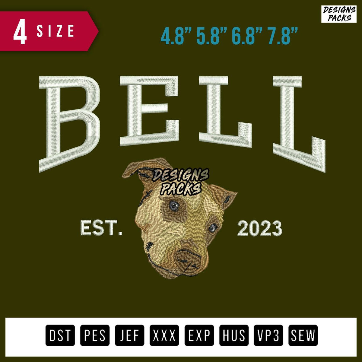Bell Dog Embroidery Design