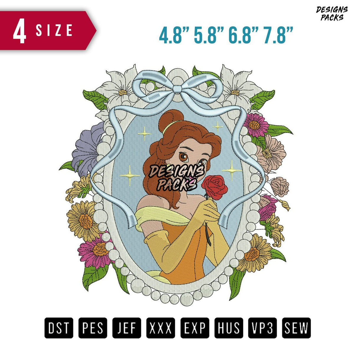 Belle Ribbon Frame Embroidery Design