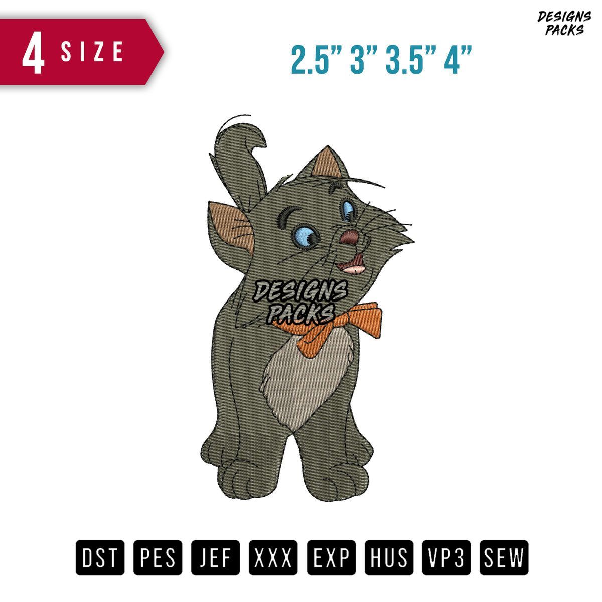 Berlioz Cat Embroidery Design