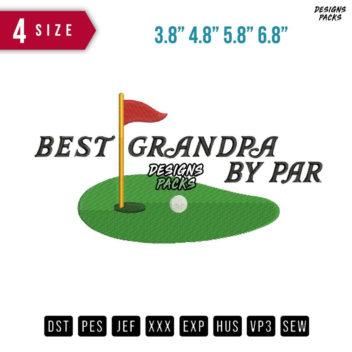 Best Grandpa By Par Embroidery Design