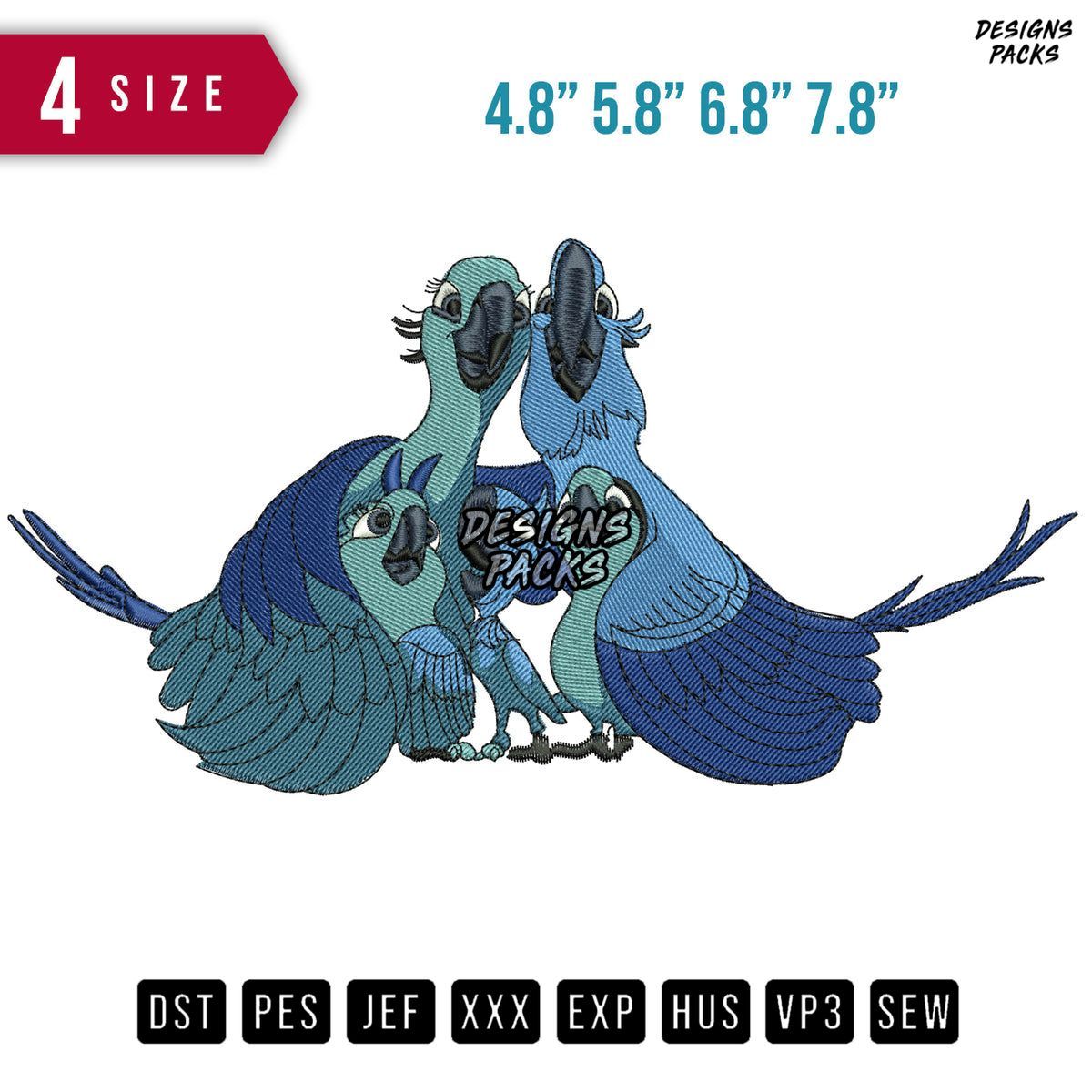 Birds Family Embroidery Design