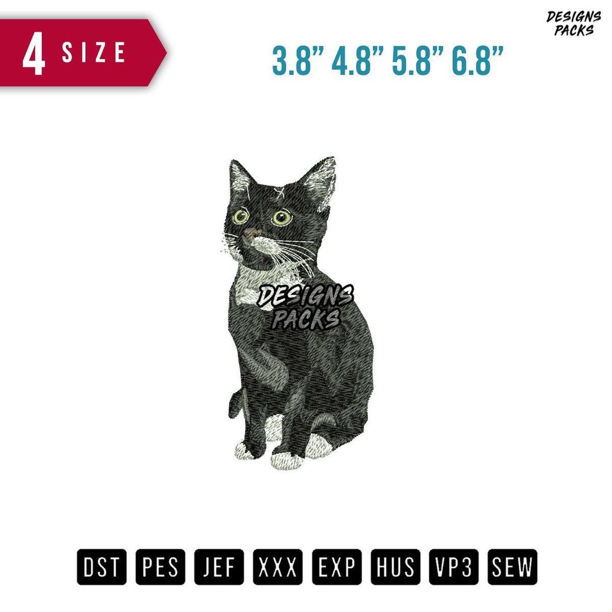 Black Cat Embroidery Design