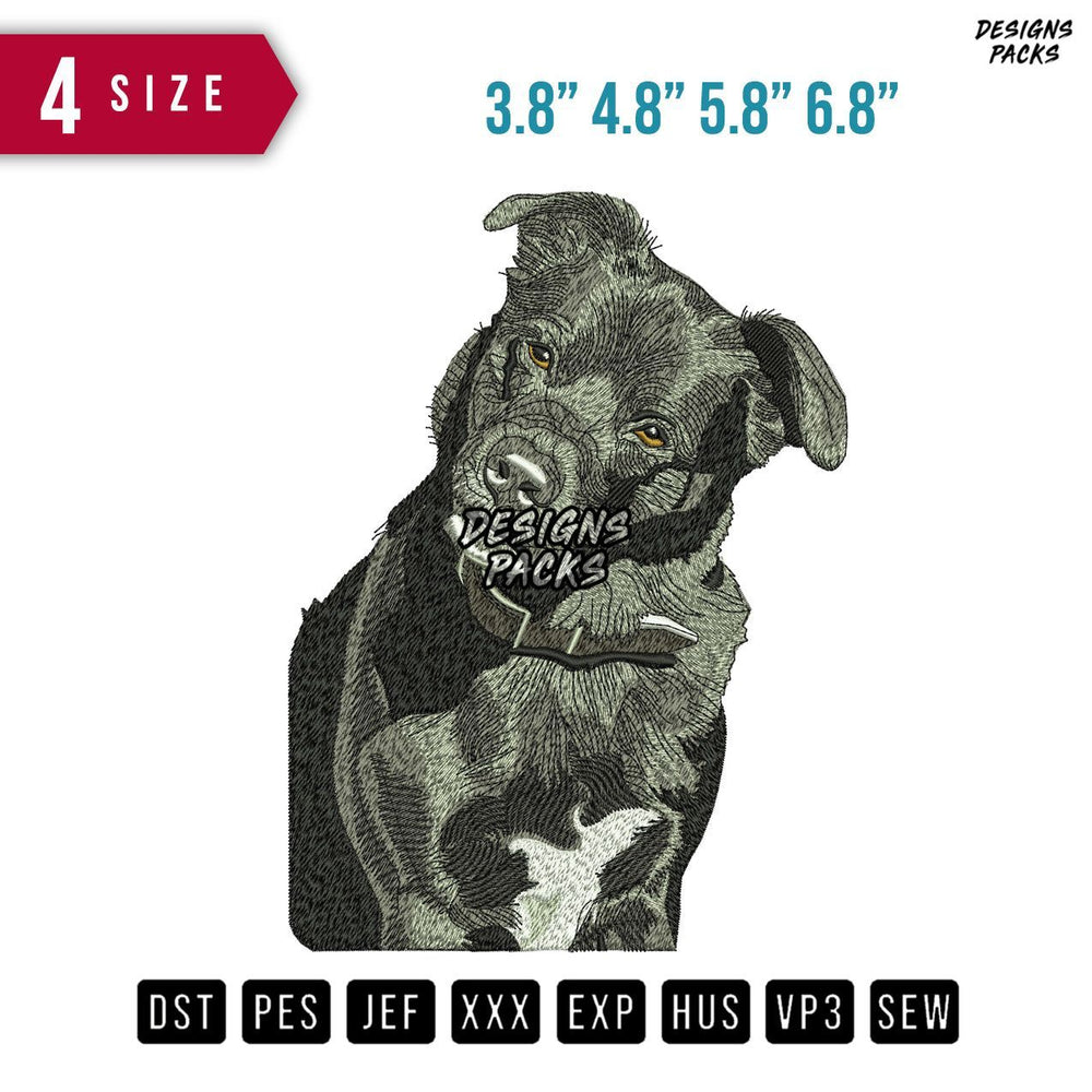 Black Dog Embroidery Design