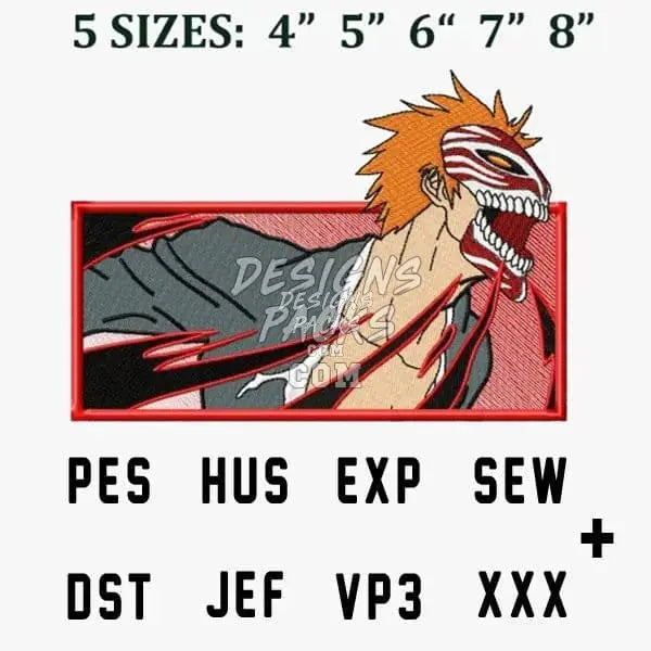 Bleach Ichigo KurosakiAnime Embroidery Design designspacks