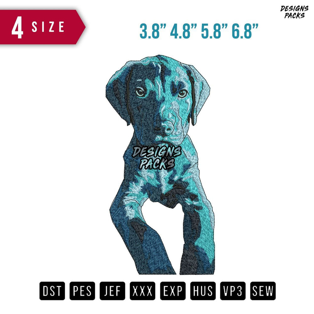 Blue Dog Embroidery Design