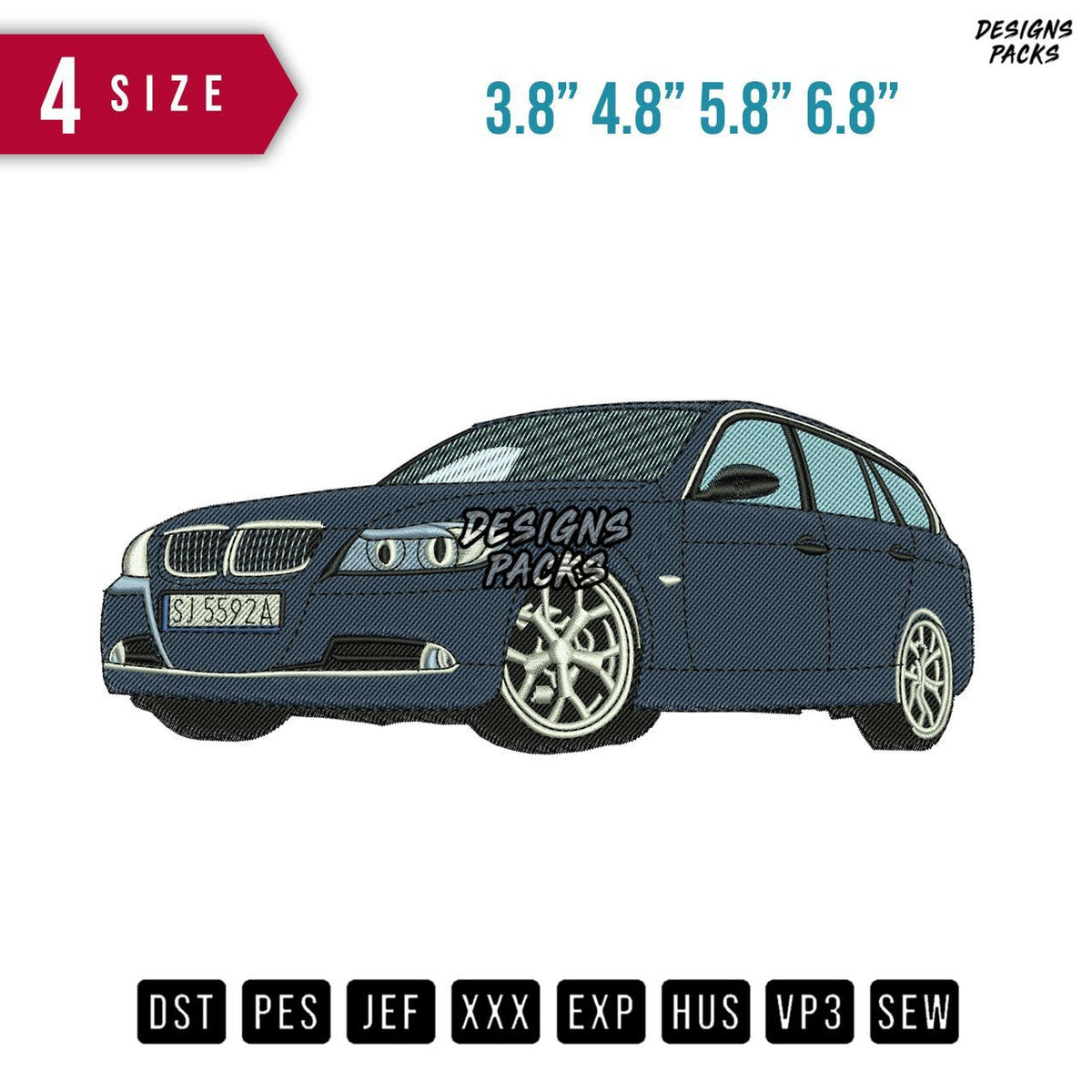 Bmw 3 series Black Embroidery Design