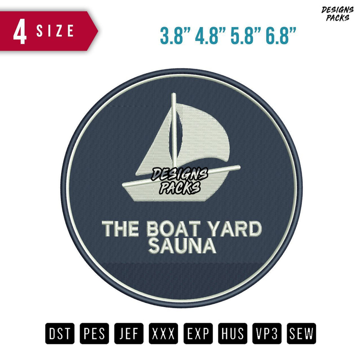 Boat Yard Sauna Embroidery Design