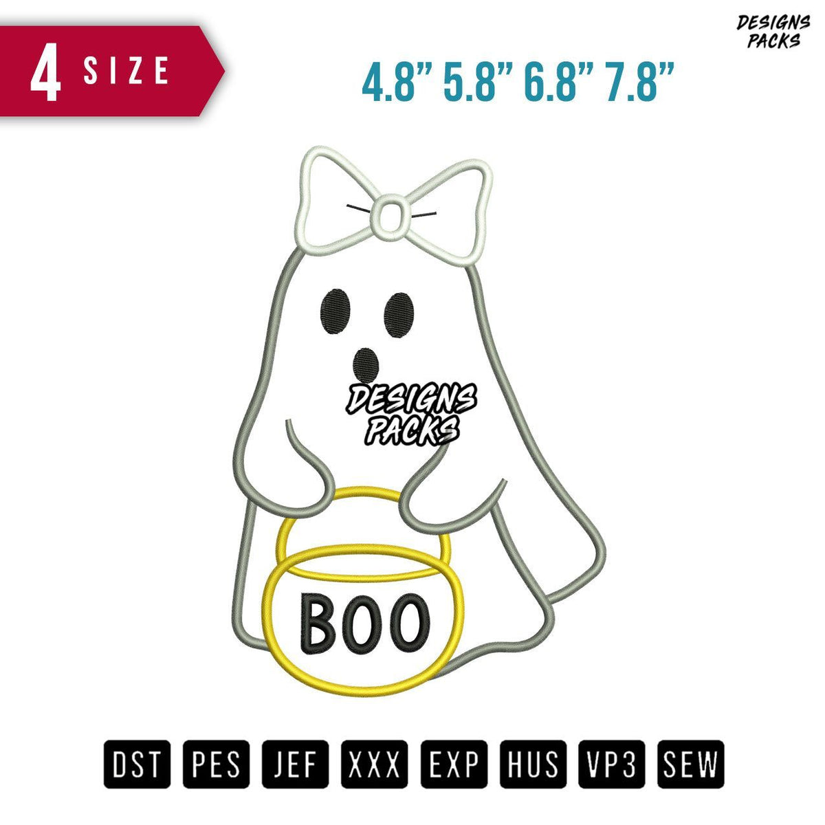 Boo Ghost Applique A Embroidery Design