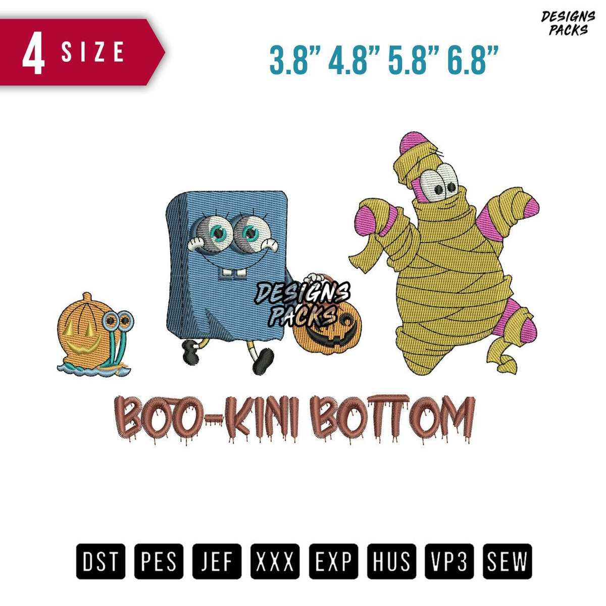 Boo Kini Bottom Embroidery Design