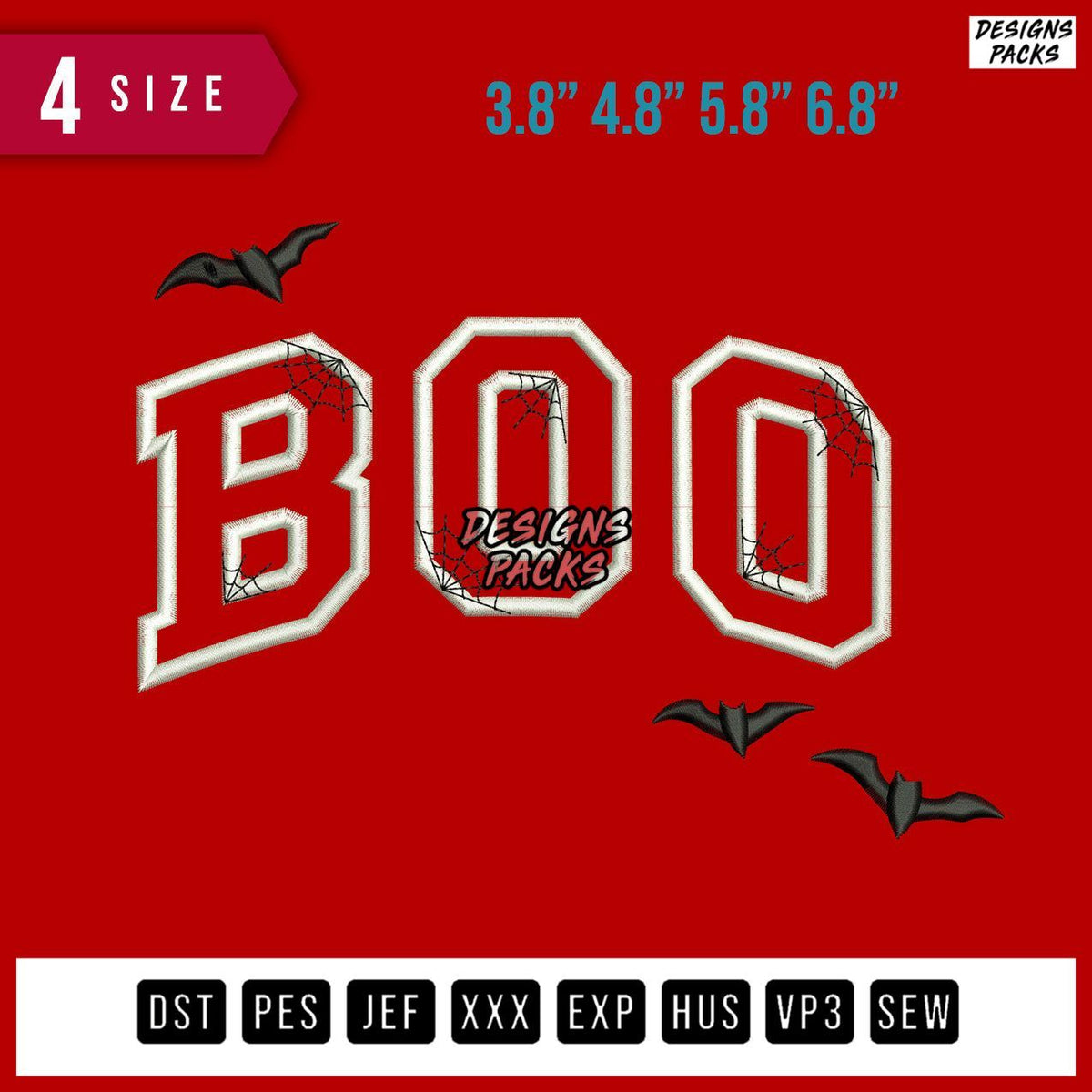 Boo Spooky Halloween Embroidery Design