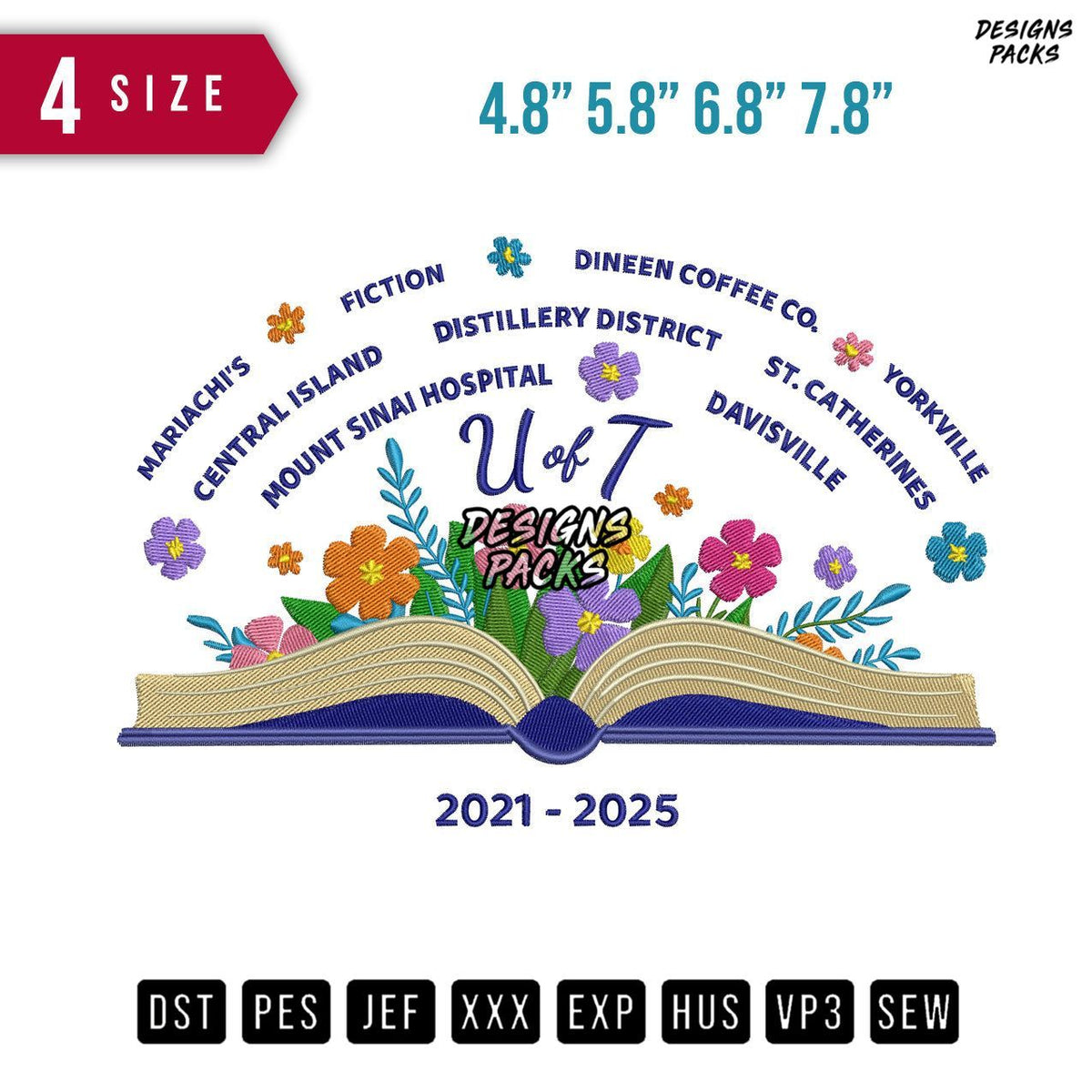 Book Flowers Embroidery Design