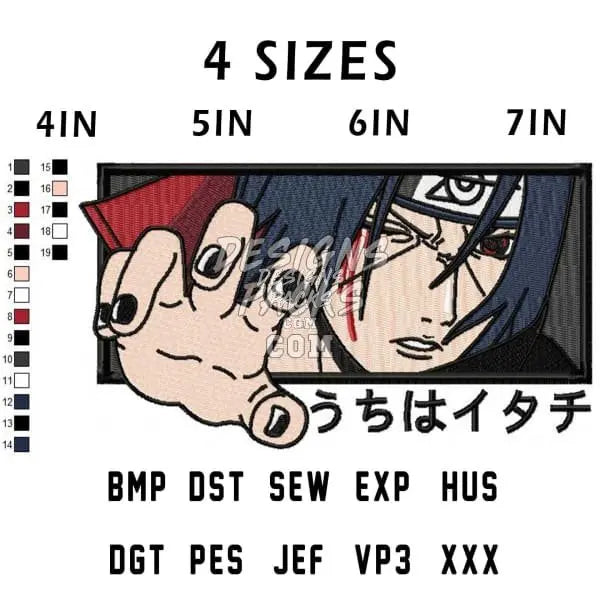 Boxed Itachi Uchiwa Hand Naruto Anime Embroidery Design designspacks