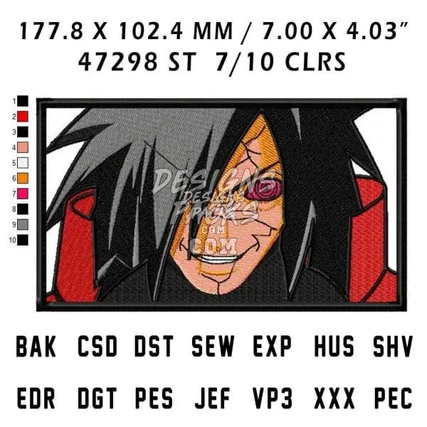 Boxed Madara Naruto Anime Embroidery Design designspacks