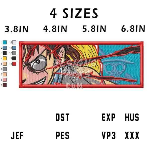 Anime embroidery design with 4 sizes, 14 thread colors, PES DST EXP formats for instant download