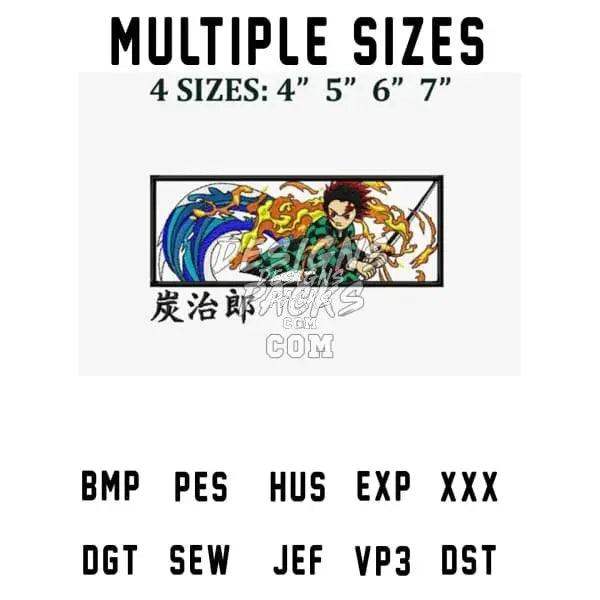 Anime character embroidery design in multiple sizes, print-ready formats including PES, SVG, and BMP