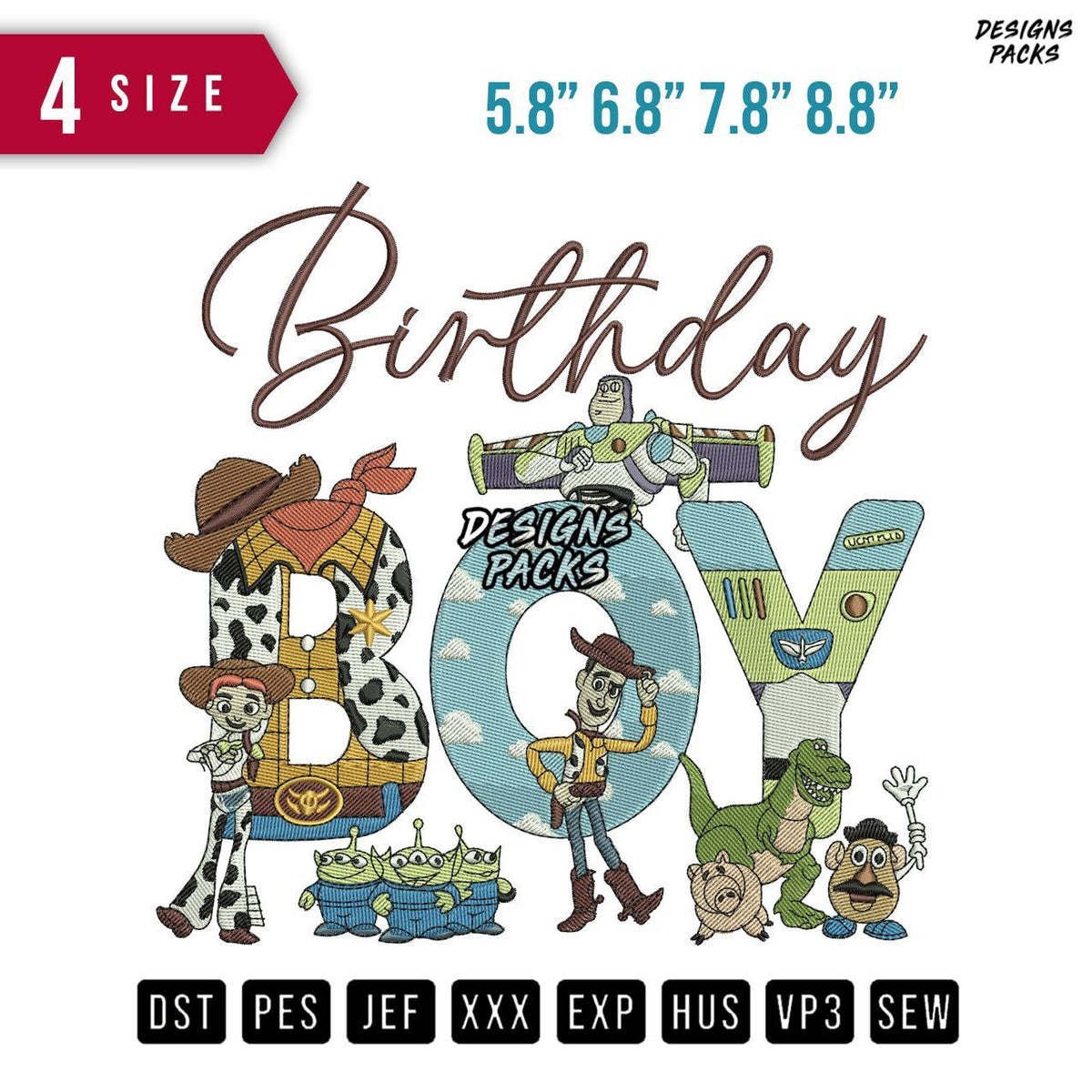 Boy Toy Story Embroidery Design