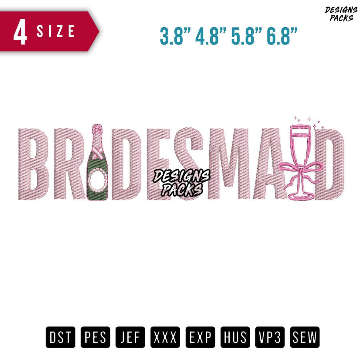 Bridesmaid Bottle Embroidery Design