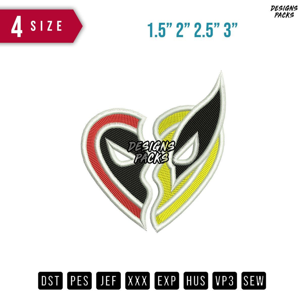 Broken Heart Deadpool Wooverine Embroidery Design