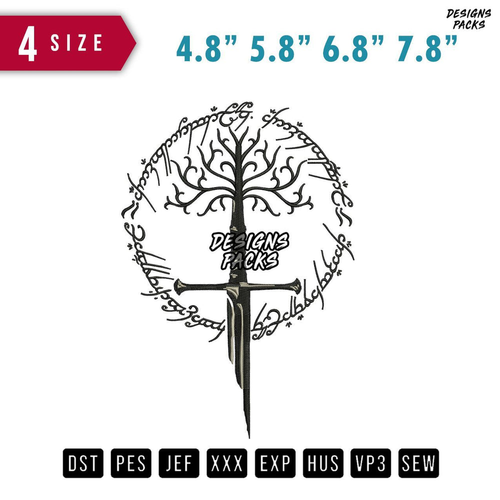 Broken Sword Embroidery Design