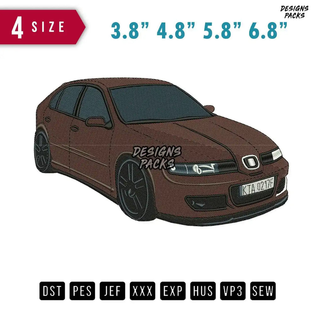Brown Car KTA Embroidery Design