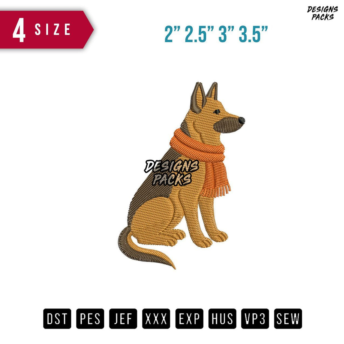 Brown Dog Syal Embroidery Design