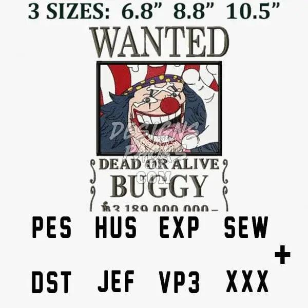 Buggy Wanted One Piece Anime Embroidery Design designspacks